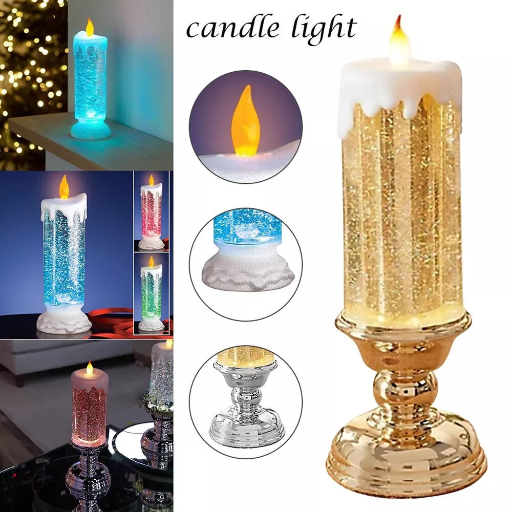 LED Glitter Candle with Color-Changing Rotating Light and USB/Battery Power Zolana
