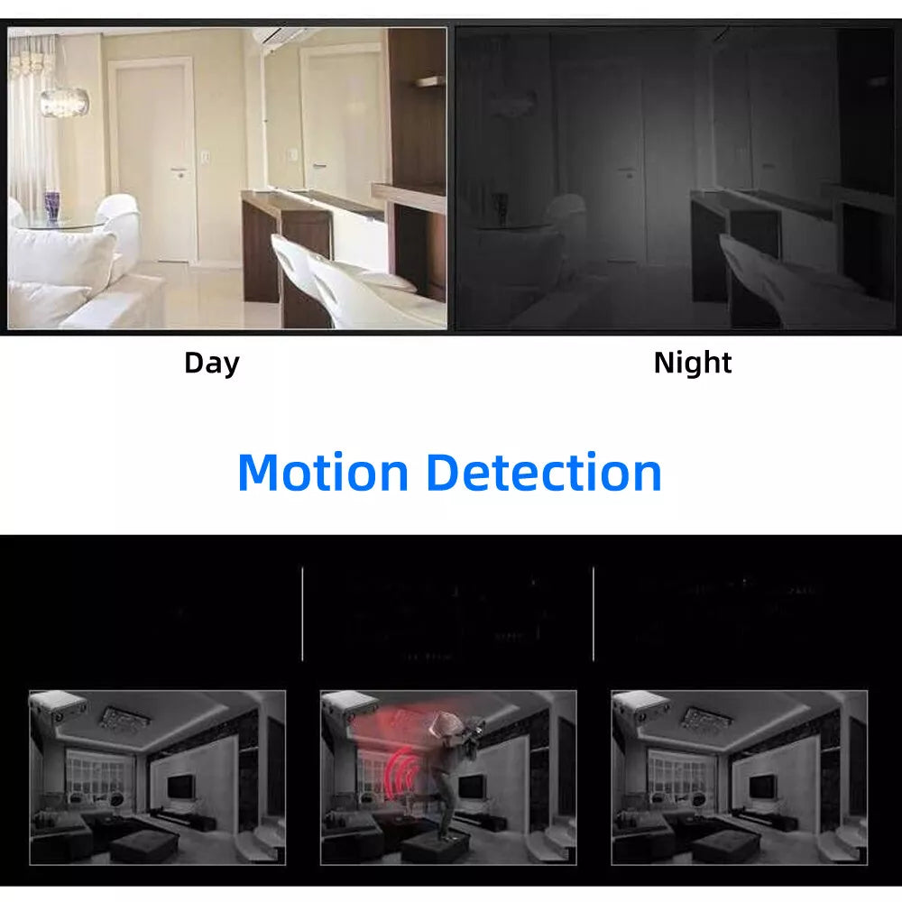 WiFi Security Camera with Night Vision and Motion Alerts, Mini 1080p 90 Degree Wide Angle