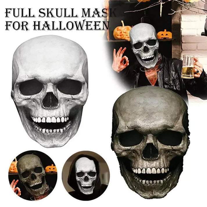 Full Head Skull Mask with Movable Jaw and Hyper Realistic Detail, Flexible Latex Zolana