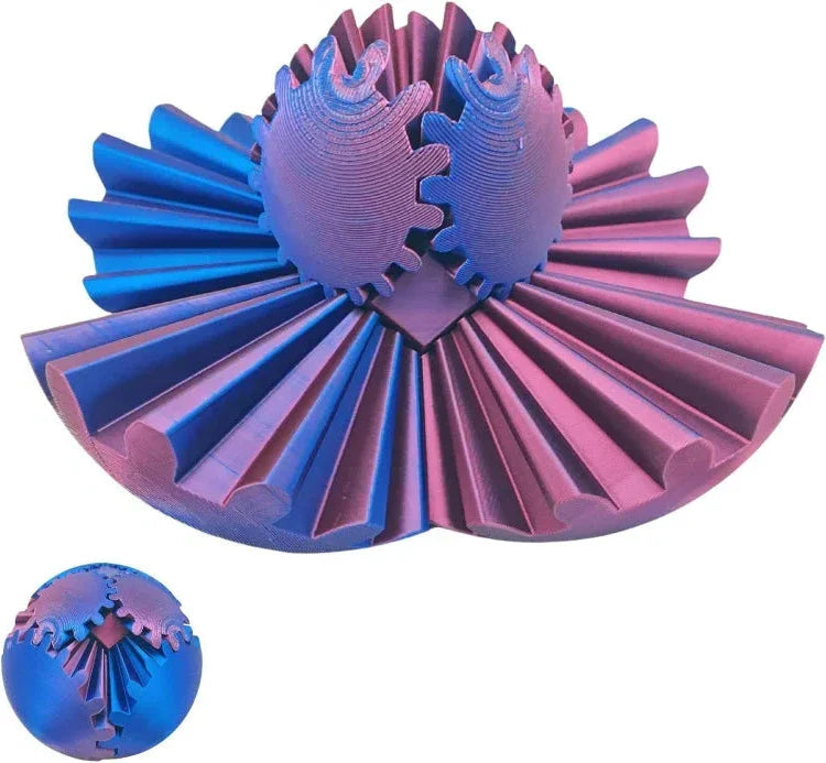 Gear Ball Fidget with Interlocking Gears and Textured Surface, Pocket-Sized 3.15 Inch