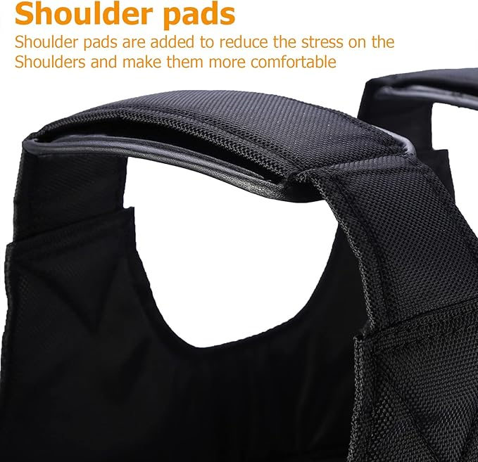 Adjustable Weighted Vest with Removable Weight Pouches and Secure Fit, Up to 110 Lbs