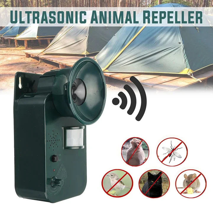 Ultrasonic Animal Repeller with Motion Sensor and Adjustable Frequency, Battery Operated