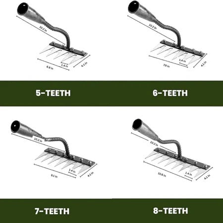 Weeding Rake with High-Strength Steel and Convertible Handheld Design, Narrow Tines