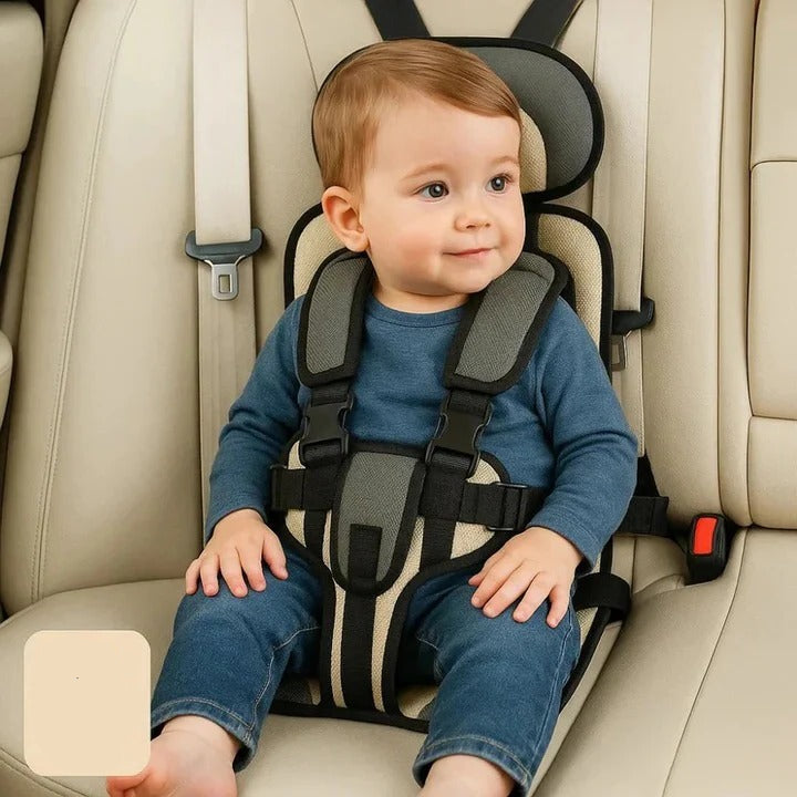 Portable Child Car Seat with Foldable Design and Integrated 5-Point Harness, Removable Pad