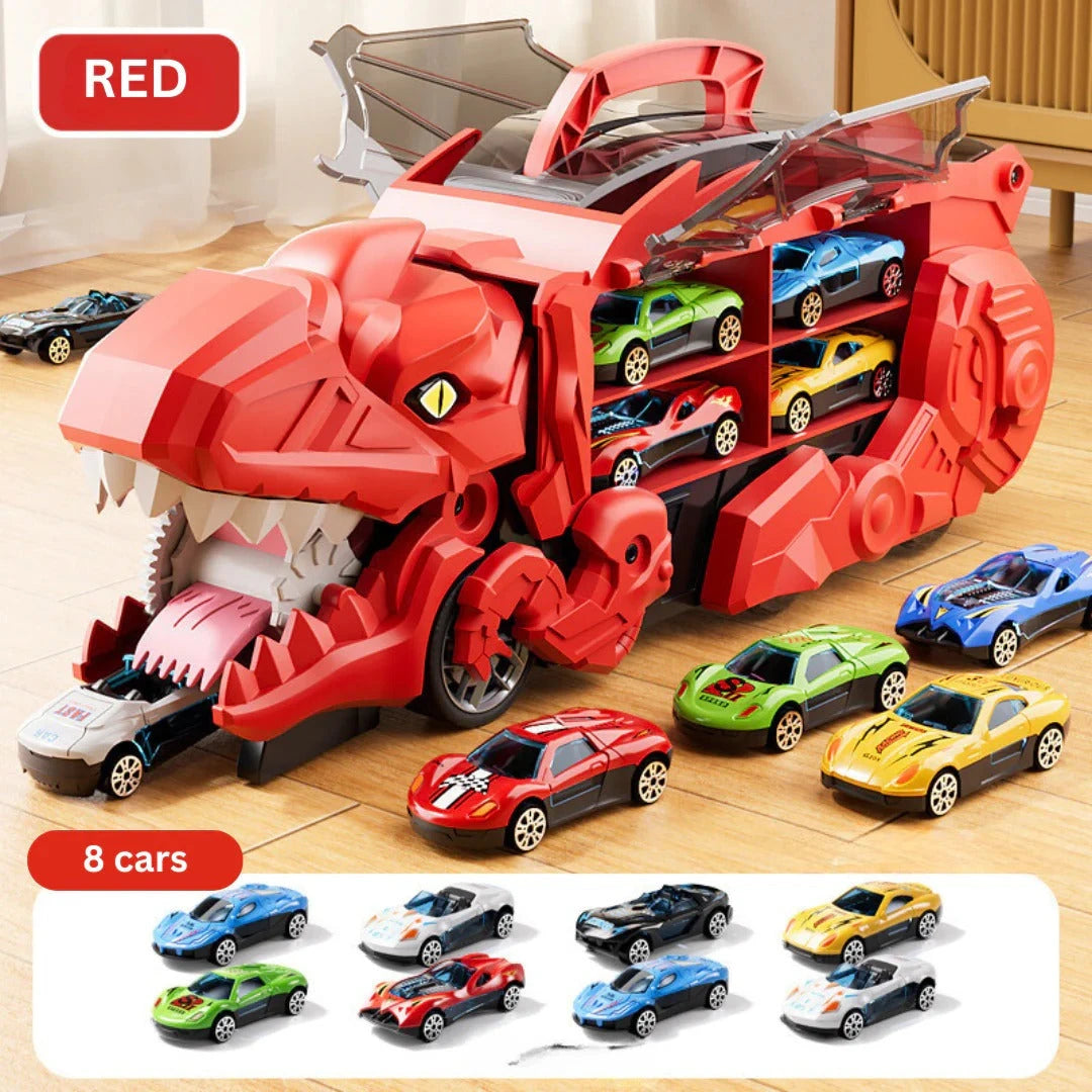 Transforming Dinosaur Truck with Dual Tracks and Built in Storage, Includes 2 Mini Cars Zolana