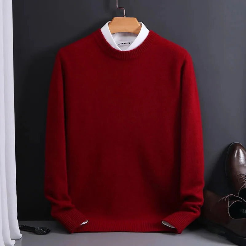 Men's Cashmere-Like Sweater with Tailored Crew Neck and Regular Fit, Lightweight Warmth