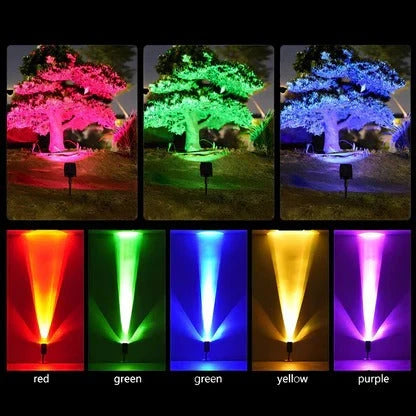 Solar LED Garden Spotlight with Adjustable Zoom Lens and RGB Warm White, Weatherproof Zolana