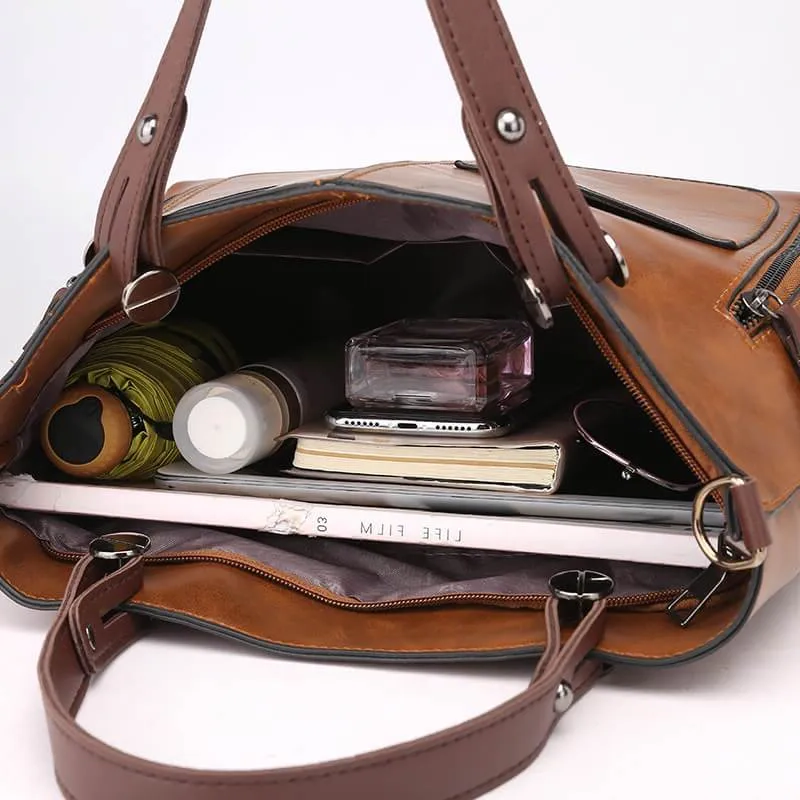 Leather Shoulder Bag with Padded Tablet Sleeve and Adjustable Strap, Full-Grain Leather Zolana