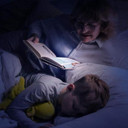 Book Light with Slim Flat Panel and Built-In Bookmark, Rechargeable USB LED