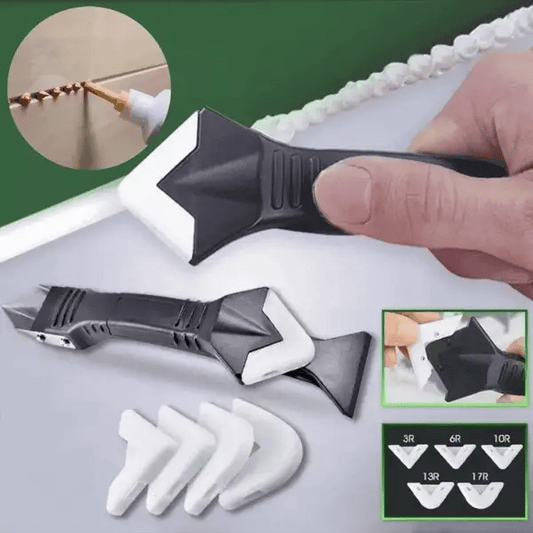 Caulk Remover with Stainless Steel Edge and Triangular Rubber Smoother, Ergonomic Handle Zolana
