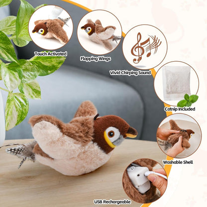 Motion-Activated Cat Toy with Lifelike Feather Tail and USB Rechargeable Battery