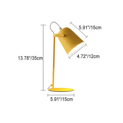 Table Lamp with Macaron Bucket Shade and Iron Body, Plug-In Bedside Light Zolana