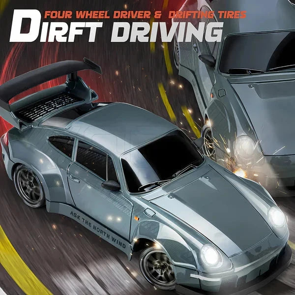 RC Drift Car with Four-Wheel Drive and LED Lights, Removable PVC Shell Zolana