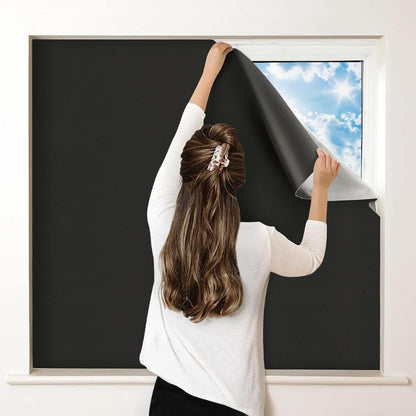 Blackout Window Film with Static Adhesion and Trim to Fit Reusable Panel, Matte Black