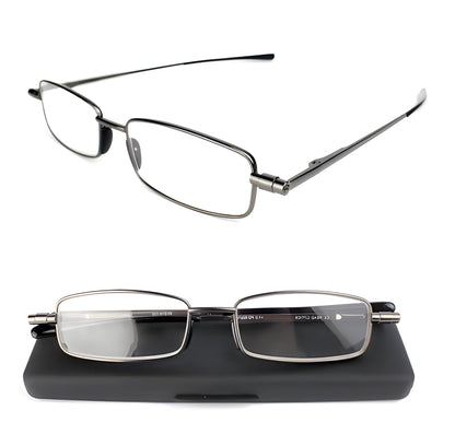 Folding Reading Glasses with Ultra-Compact Fold and Spring Hinge, Slim Case Included