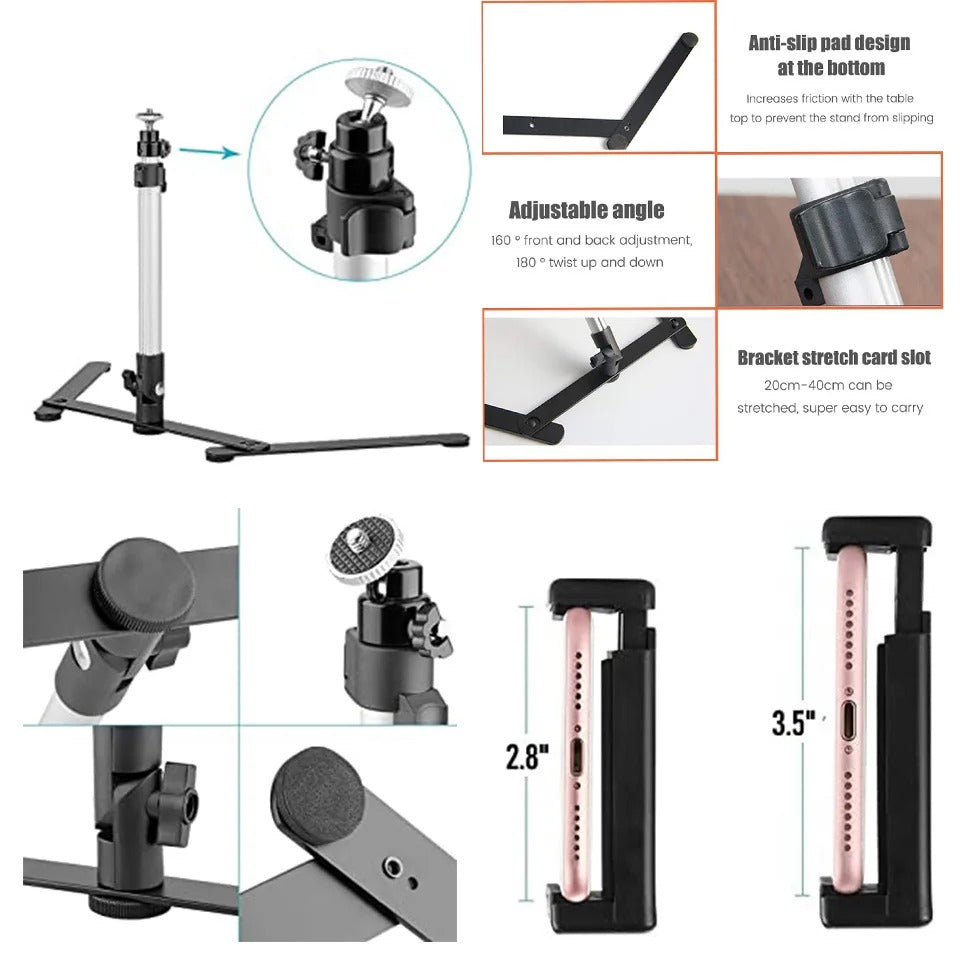 LED Ring Light with Adjustable Tripod and 360 Degree Phone Holder, USB Powered Zolana