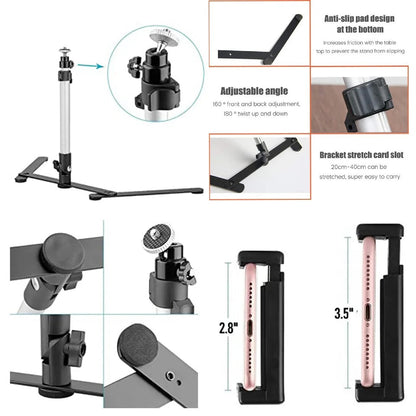 LED Ring Light with Adjustable Tripod and 360 Degree Phone Holder, USB Powered Zolana