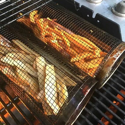 Rotating Grill Basket with 360-Degree Rotation and Stainless Steel for Rotisseries