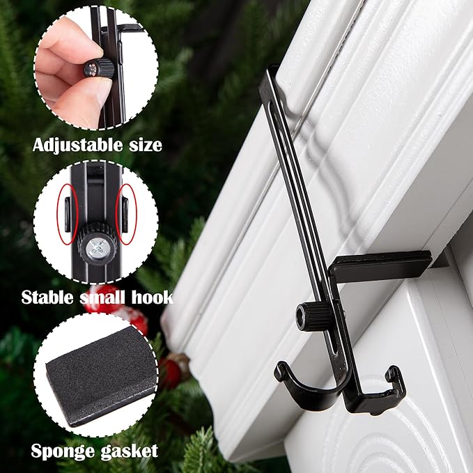 Mantel Stocking Hanger with No-Slip Clamp and Dual Hooks, Fits Up to 8.5in Mantels Zolana