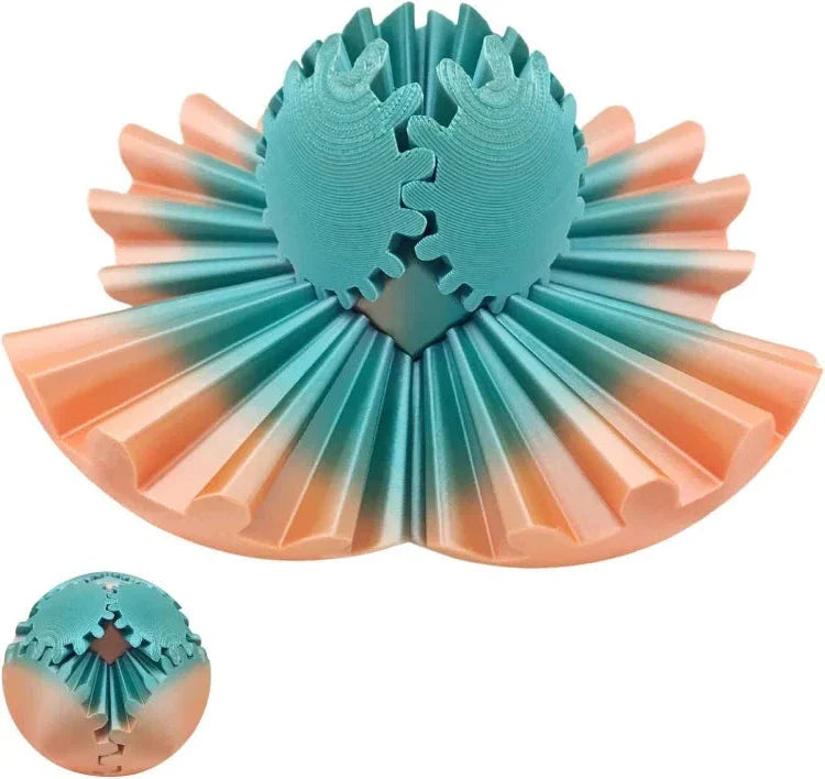Gear Ball Fidget with Interlocking Gears and Textured Surface, Pocket-Sized 3.15 Inch