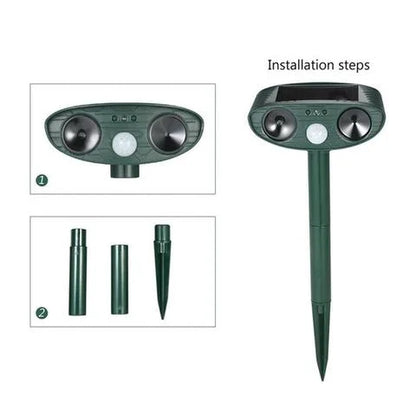 Ultrasonic Deer Repeller with Solar Panel and Motion Sensor, 4-Pack, Weatherproof