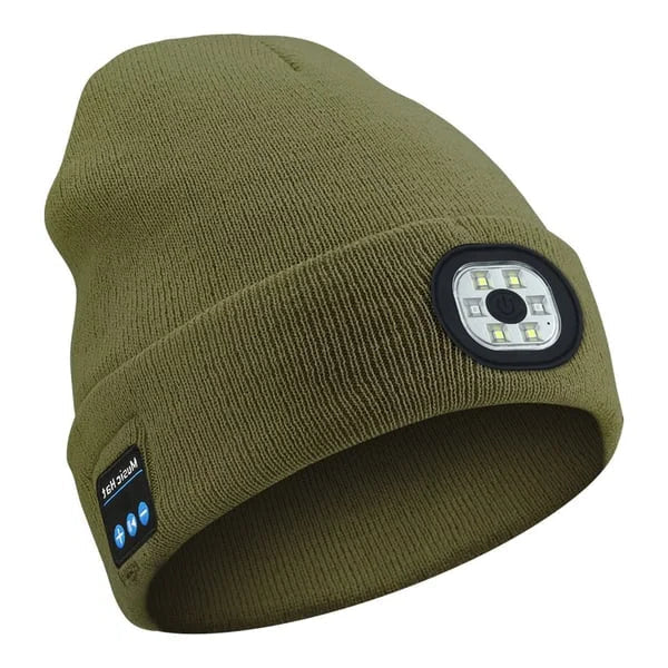 Bluetooth Beanie with Front LED Light and Built-In Speakers, USB Rechargeable Zolana