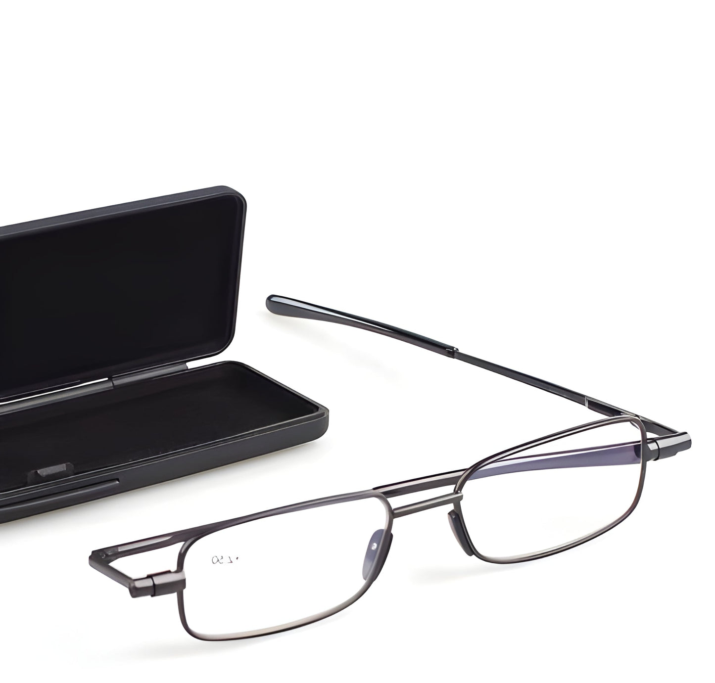 Folding Reading Glasses with Ultra-Compact Fold and Spring Hinge, Slim Case Included