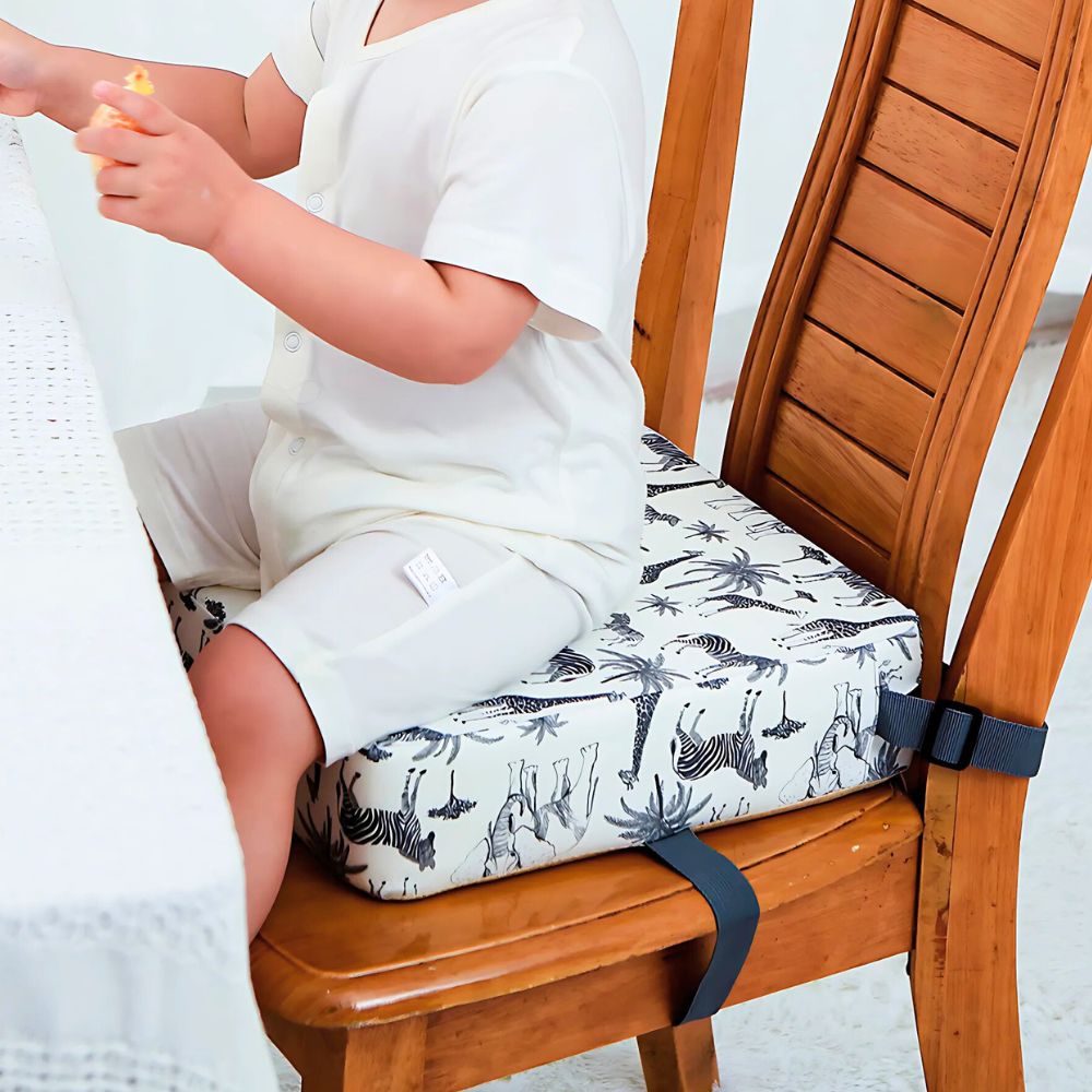 Portable Booster Seat with Adjustable Height and Secure Straps, Foldable Travel Design Zolana