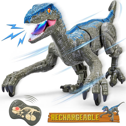 Remote Control Dinosaur Toy with LED Lights and Roaring Sounds, Velociraptor Design Zolana