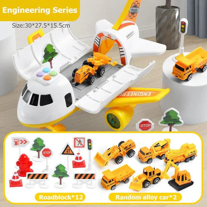 Airplane Play Set with Interactive Lights, Friction-Powered Plane and 20 Accessories