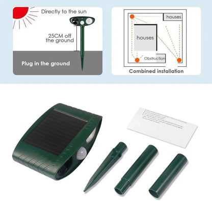 Ultrasonic Deer Repeller with Solar Panel and Motion Sensor, 4-Pack, Weatherproof