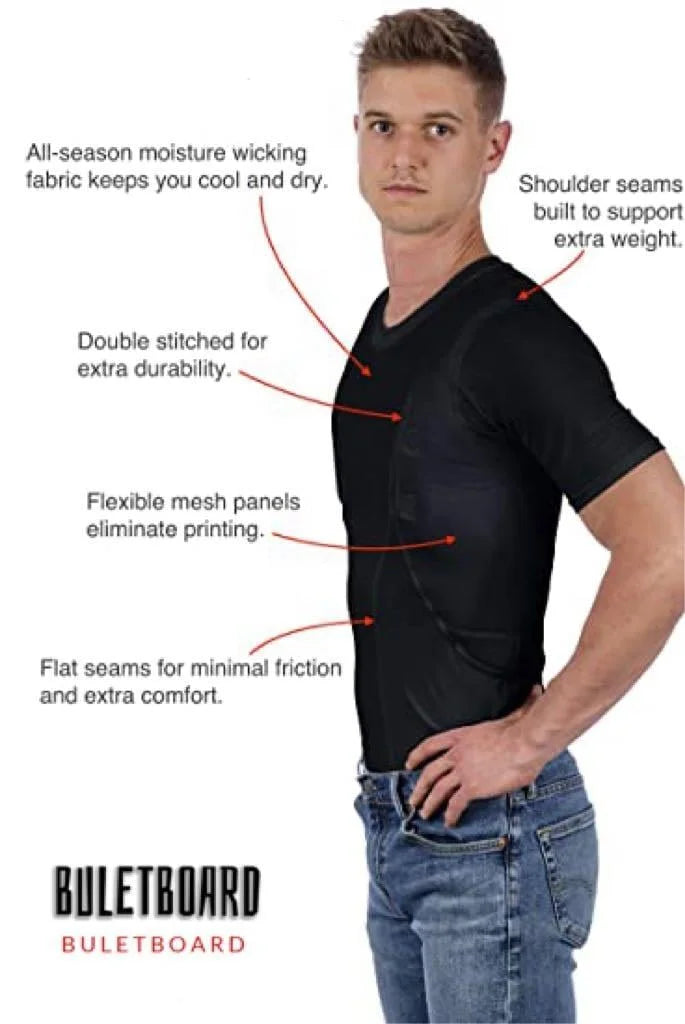Concealed Carry Shirt with Ambidextrous Dual Holsters and Compression Fit, Low-Profile