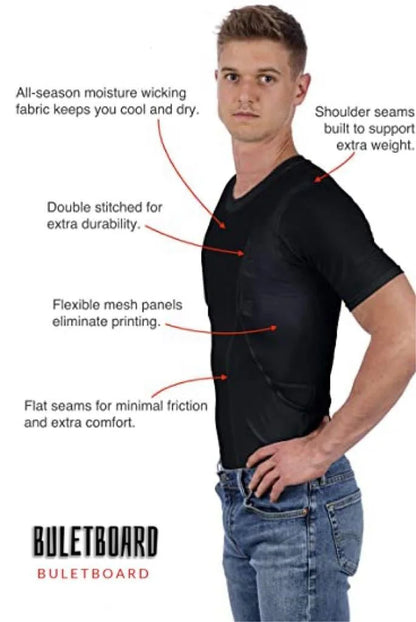 Concealed Carry Shirt with Ambidextrous Dual Holsters and Compression Fit, Low-Profile