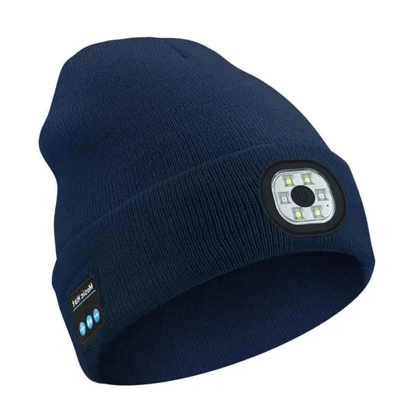 Bluetooth Beanie with Front LED Light and Built-In Speakers, USB Rechargeable Zolana