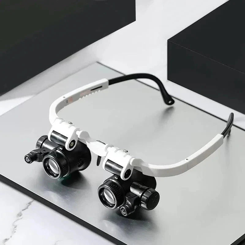 Head-Mounted Magnifier with Dual Adjustable LEDs and Interchangeable 8x/15x/23x Lenses Zolana