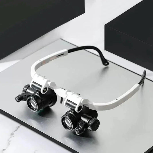 Head-Mounted Magnifier with Dual Adjustable LEDs and Interchangeable 8x/15x/23x Lenses Zolana
