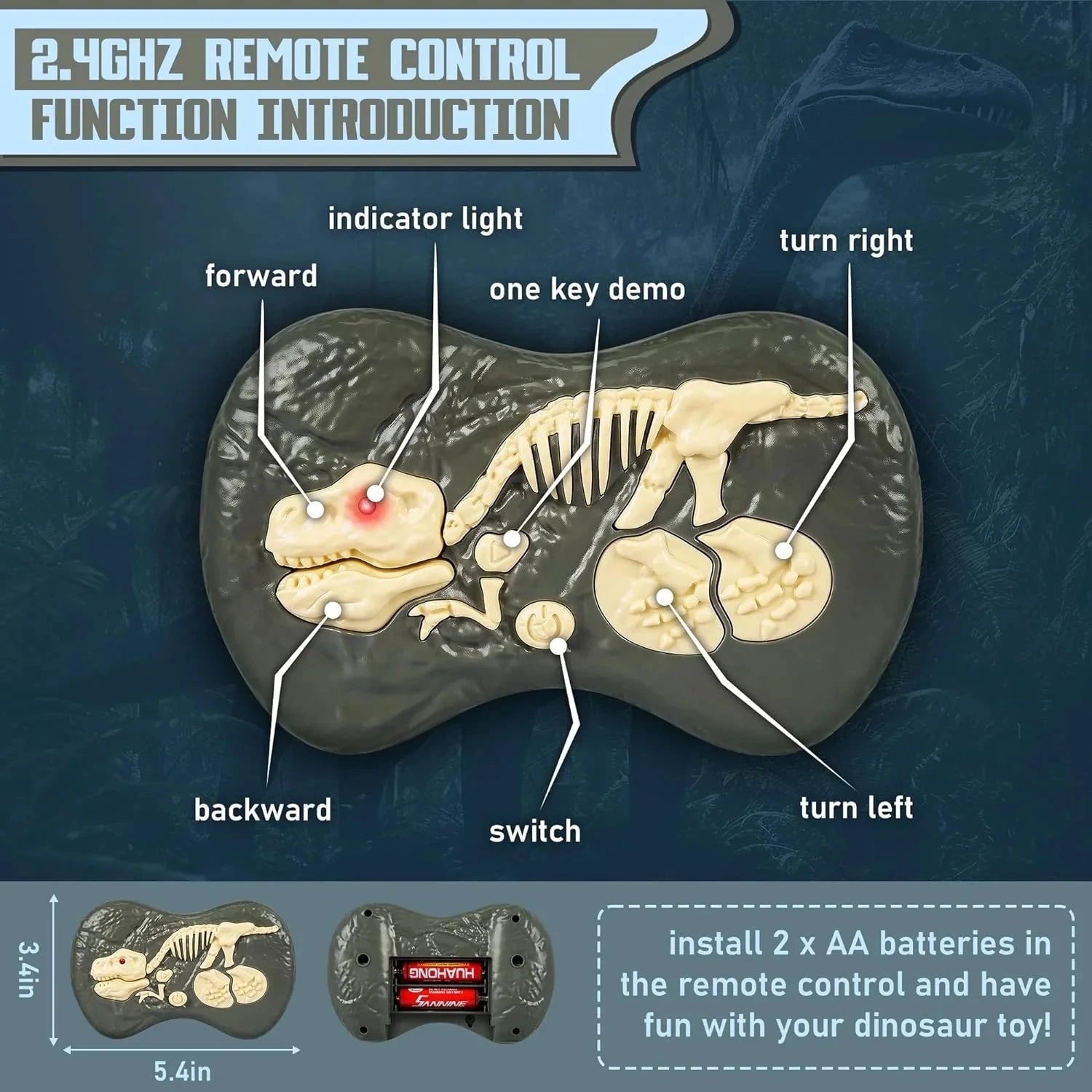 Remote Control Dinosaur Toy with LED Lights and Roaring Sounds, Velociraptor Design Zolana