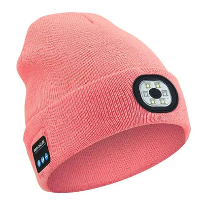 Bluetooth Beanie with Front LED Light and Built-In Speakers, USB Rechargeable Zolana