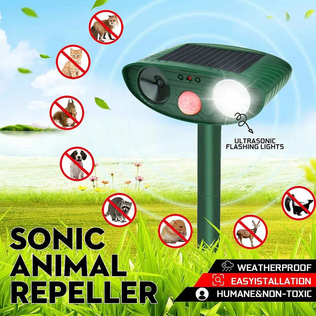 Ultrasonic Deer Deterrent with Solar Power and Motion Activation, 4-Pack for 2,400 Sq Ft Zolana