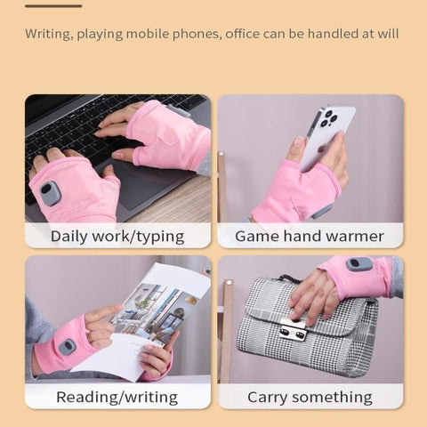 Heated Fingerless Gloves with USB-C Charging and 3-Temp Control, One Size