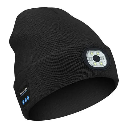 Bluetooth Beanie with Front LED Light and Built-In Speakers, USB Rechargeable Zolana