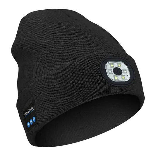 Bluetooth Beanie with Front LED Light and Built-In Speakers, USB Rechargeable Zolana