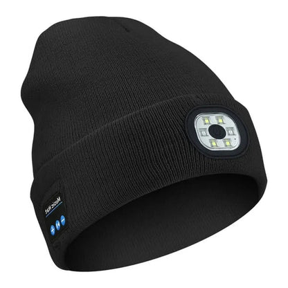 Bluetooth Beanie with LED Brim Light and Wireless Speakers, Rechargeable USB Battery
