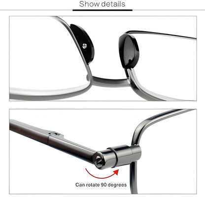 Folding Reading Glasses with Ultra-Compact Fold and 90 Degree Spring Hinge, Slim Case