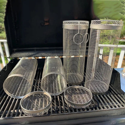 Rotating Grill Basket with 360-Degree Rotation and Stainless Steel for Rotisseries