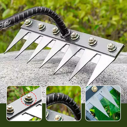 Interchangeable Rake Head with Rust-Resistant Tines and Multiple Widths, Fits 3 cm Pole
