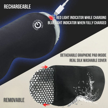 Heated Eye Mask with USB Rechargeable Battery and Three Heat Levels, Removable Silk Cover Zolana