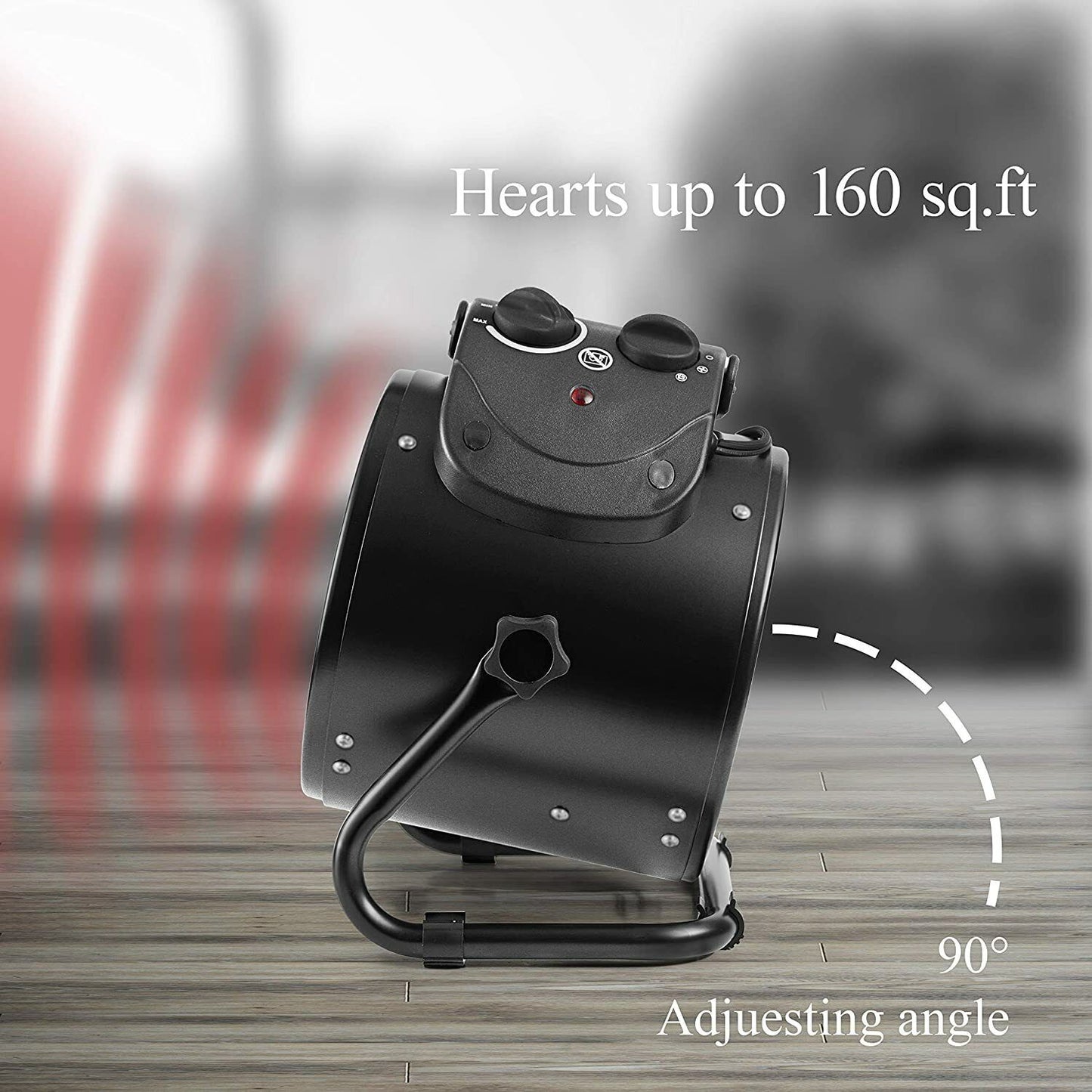 Electric Space Heater with Fan and Thermostat, Metal Housing for Greenhouse