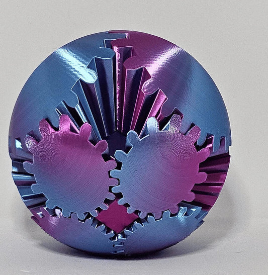 Gear Ball Fidget with Interlocking Gears and Textured Surface, Pocket-Sized 3.15 Inch