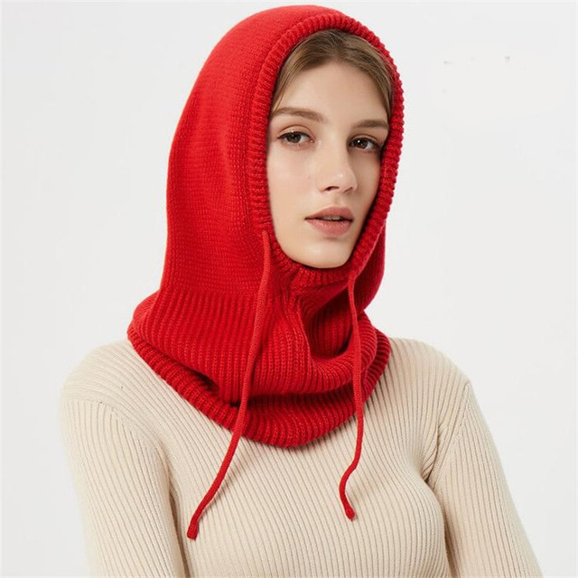 Cashmere Knit Hat with Adjustable Hood and Packable Lightweight Construction, Solid Pattern